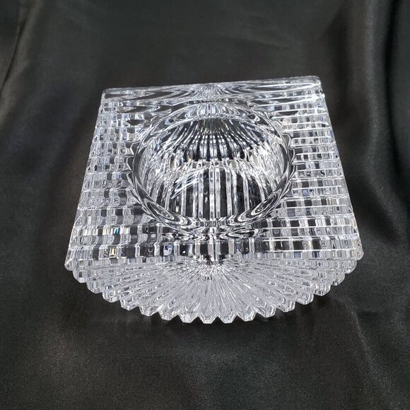 Vintage "Vide Poche" French Cut Crystal Trinket Dish Candle Holder Tea Light 4" - Picture 3 of 14
